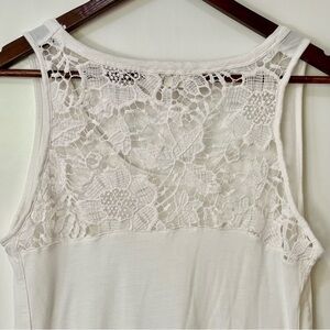 Zara| Feminine Ivory White Knit Lace Tank Top w/ Back Lace Panel Sz M